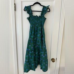 Hill House Ellie Nap Dress Emerald Space Floral, Size Small